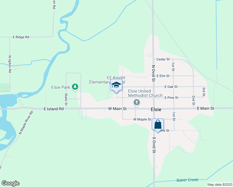 map of restaurants, bars, coffee shops, grocery stores, and more near 215 Tyler Drive in Elsie