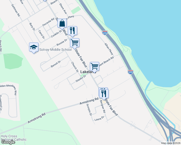 map of restaurants, bars, coffee shops, grocery stores, and more near in Lakeland
