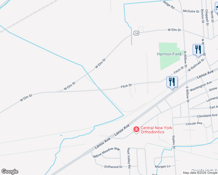 map of restaurants, bars, coffee shops, grocery stores, and more near 652 Fitch Street in Oneida