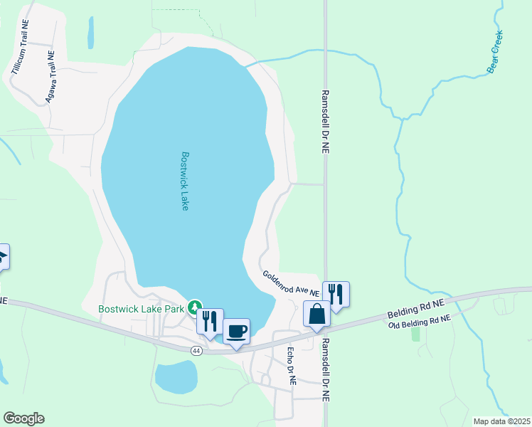 map of restaurants, bars, coffee shops, grocery stores, and more near 7018 Goldenrod Avenue Northeast in Rockford