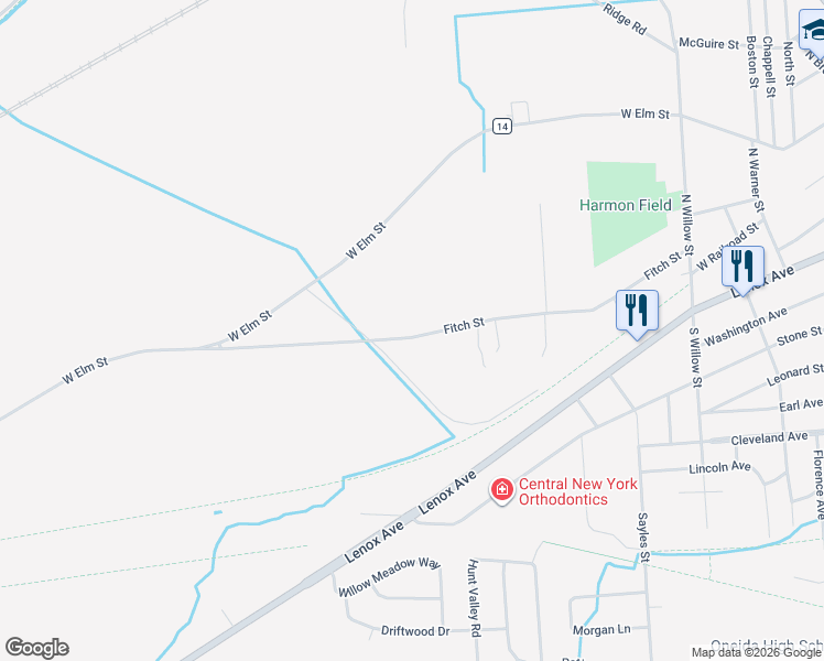 map of restaurants, bars, coffee shops, grocery stores, and more near 652 Fitch Street in Oneida