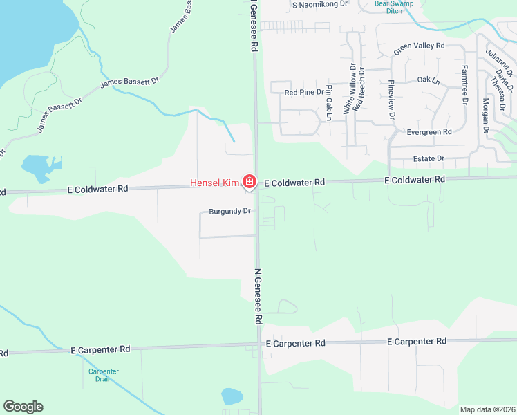 map of restaurants, bars, coffee shops, grocery stores, and more near 5491 North Genesee Road in Flint