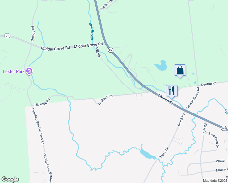 map of restaurants, bars, coffee shops, grocery stores, and more near 45 Hickock Road in Greenfield Center