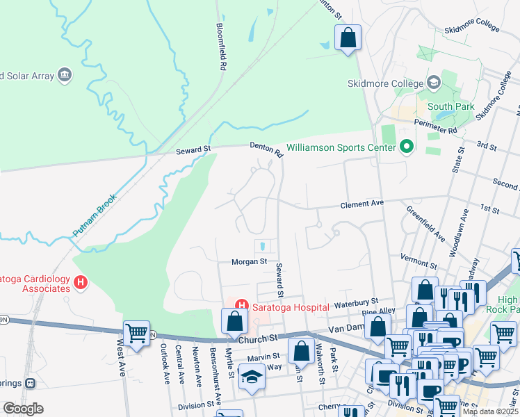 map of restaurants, bars, coffee shops, grocery stores, and more near 8 Saratoga Circle in Saratoga Springs