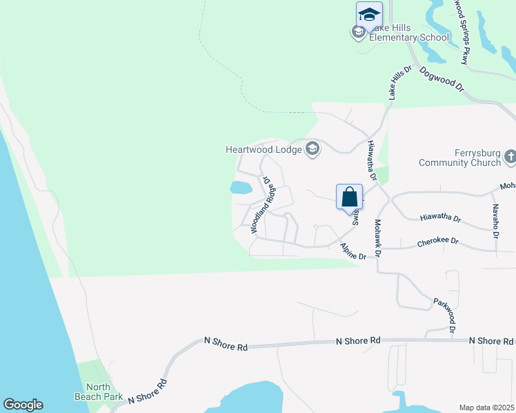 map of restaurants, bars, coffee shops, grocery stores, and more near 18302 Woodland Ridge Drive in Spring Lake