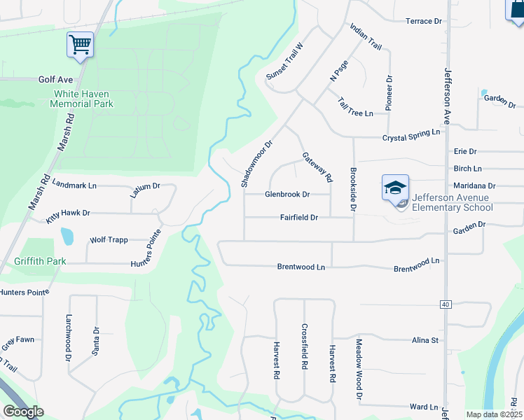map of restaurants, bars, coffee shops, grocery stores, and more near 32 Fairfield Drive in Fairport