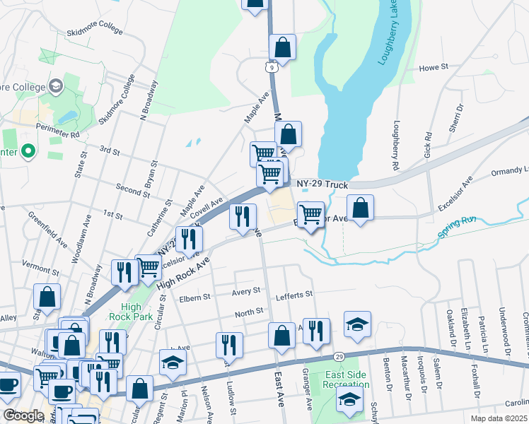 map of restaurants, bars, coffee shops, grocery stores, and more near in Saratoga Springs