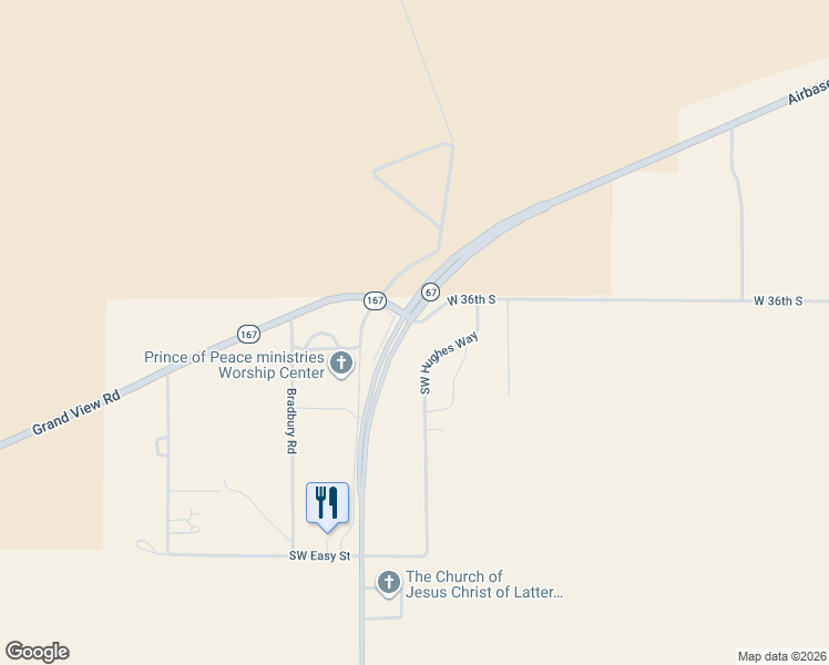 map of restaurants, bars, coffee shops, grocery stores, and more near Southwest Old Grandview Highway in Mountain Home