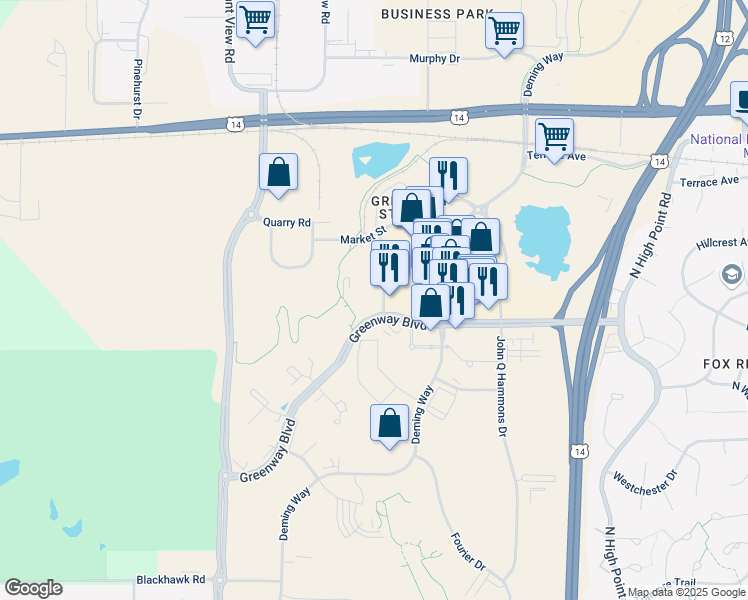 map of restaurants, bars, coffee shops, grocery stores, and more near 1600 Aspen Commons in Middleton