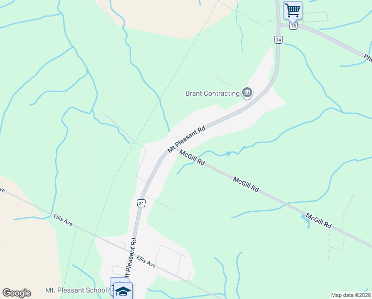 map of restaurants, bars, coffee shops, grocery stores, and more near 269 McGill Road in Brant