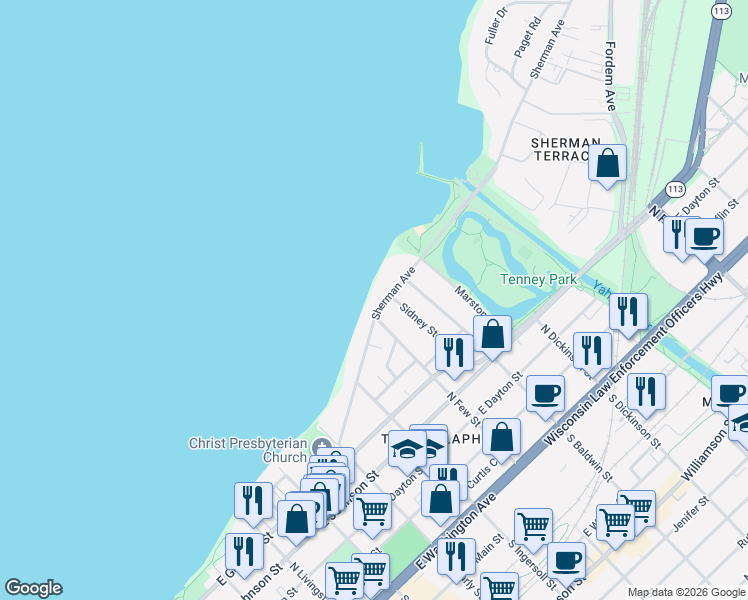 map of restaurants, bars, coffee shops, grocery stores, and more near 1224 Sherman Avenue in Madison