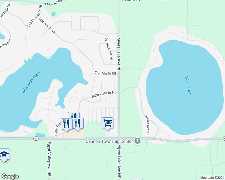 map of restaurants, bars, coffee shops, grocery stores, and more near 7133 East Cannon Place Drive in Rockford
