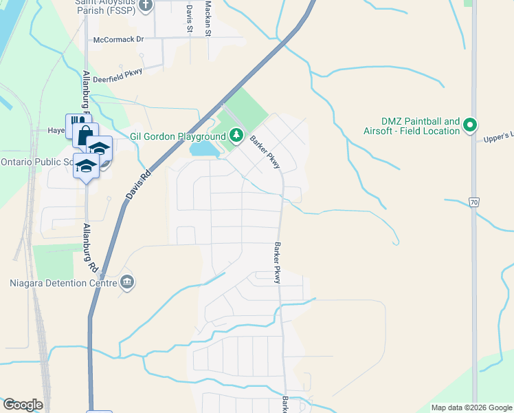 map of restaurants, bars, coffee shops, grocery stores, and more near 35 Venture Way in Thorold