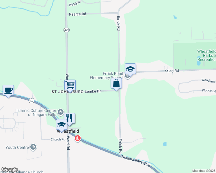 map of restaurants, bars, coffee shops, grocery stores, and more near 2967 Lemke Drive in North Tonawanda