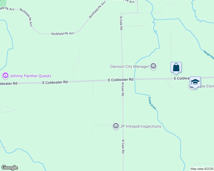 map of restaurants, bars, coffee shops, grocery stores, and more near 8506 East Coldwater Road in Davison