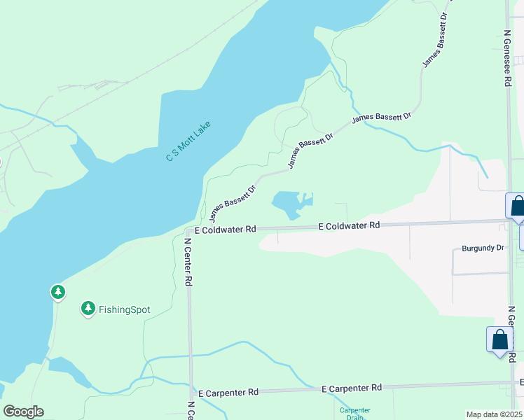 map of restaurants, bars, coffee shops, grocery stores, and more near 4125 East Coldwater Road in Flint