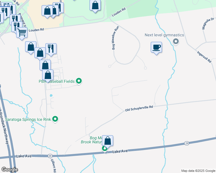 map of restaurants, bars, coffee shops, grocery stores, and more near 11 Liz Ann Drive in Saratoga Springs