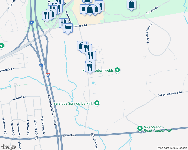 map of restaurants, bars, coffee shops, grocery stores, and more near in Saratoga Springs