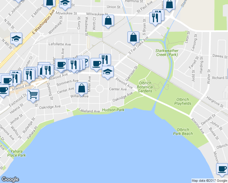 map of restaurants, bars, coffee shops, grocery stores, and more near 506 Ludington Avenue in Madison