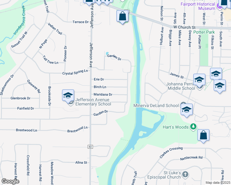 map of restaurants, bars, coffee shops, grocery stores, and more near 24 Maridana Drive in Fairport