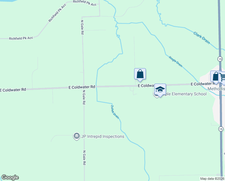 map of restaurants, bars, coffee shops, grocery stores, and more near 9126 East Coldwater Road in Davison