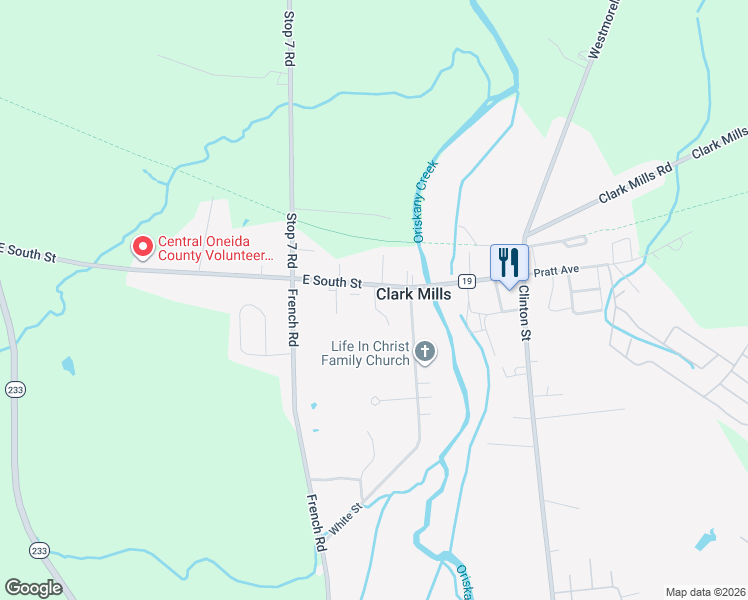 map of restaurants, bars, coffee shops, grocery stores, and more near 7636 East Main Street in Oneida County