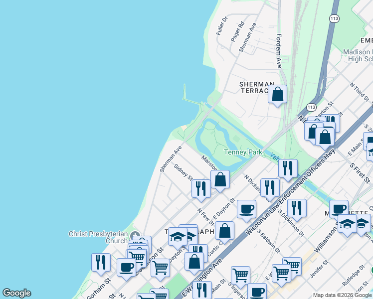 map of restaurants, bars, coffee shops, grocery stores, and more near 452 Marston Avenue in Madison
