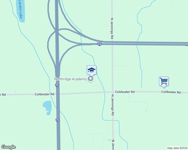 map of restaurants, bars, coffee shops, grocery stores, and more near 4100 Coldwater Road in Flint