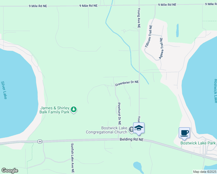 map of restaurants, bars, coffee shops, grocery stores, and more near 7072 Treetop Lane Northeast in Rockford