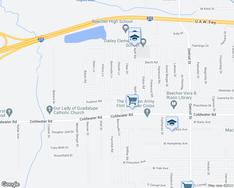 map of restaurants, bars, coffee shops, grocery stores, and more near 2088 Parkton Road in Mount Morris