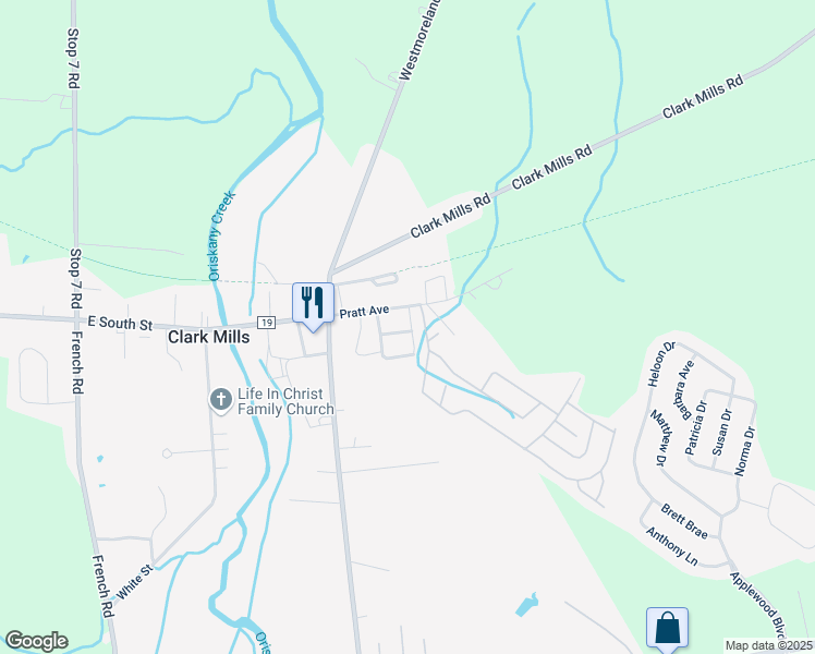 map of restaurants, bars, coffee shops, grocery stores, and more near 7 Taylor Avenue in Clinton