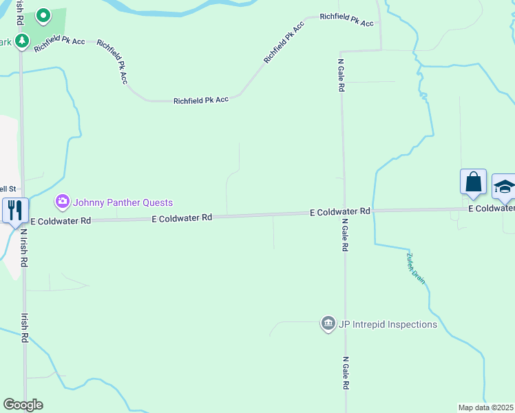 map of restaurants, bars, coffee shops, grocery stores, and more near 8387 East Coldwater Road in Davison