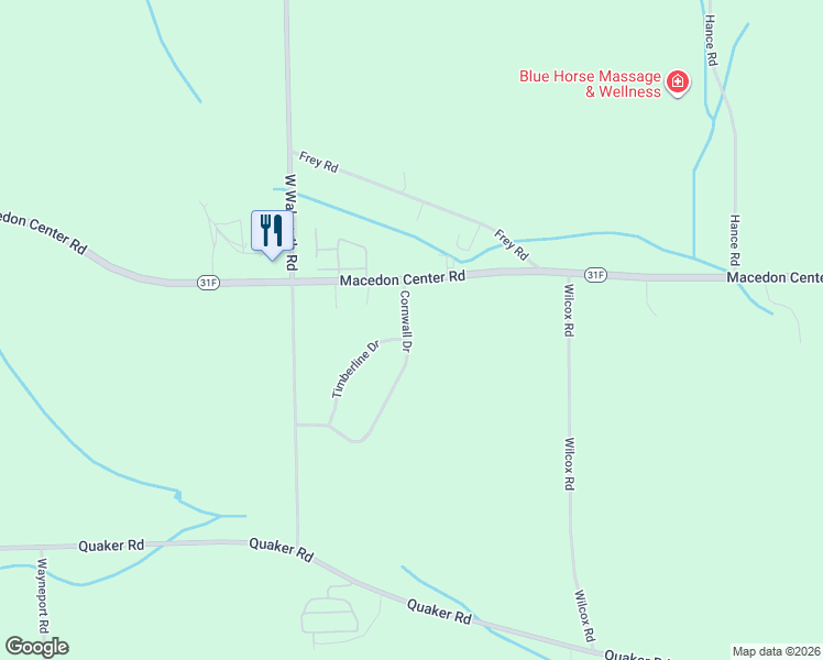 map of restaurants, bars, coffee shops, grocery stores, and more near 2396 Cornwall Drive in Macedon