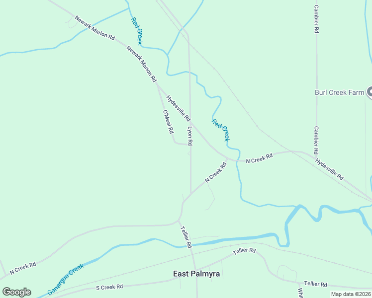 map of restaurants, bars, coffee shops, grocery stores, and more near 2361 Lyon Road in Palmyra