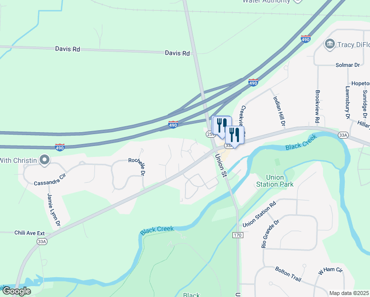 map of restaurants, bars, coffee shops, grocery stores, and more near 30 Stenwick Drive in Monroe County