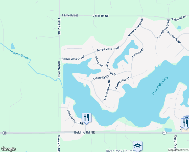 map of restaurants, bars, coffee shops, grocery stores, and more near 5835 Tesoro Drive Northeast in Rockford