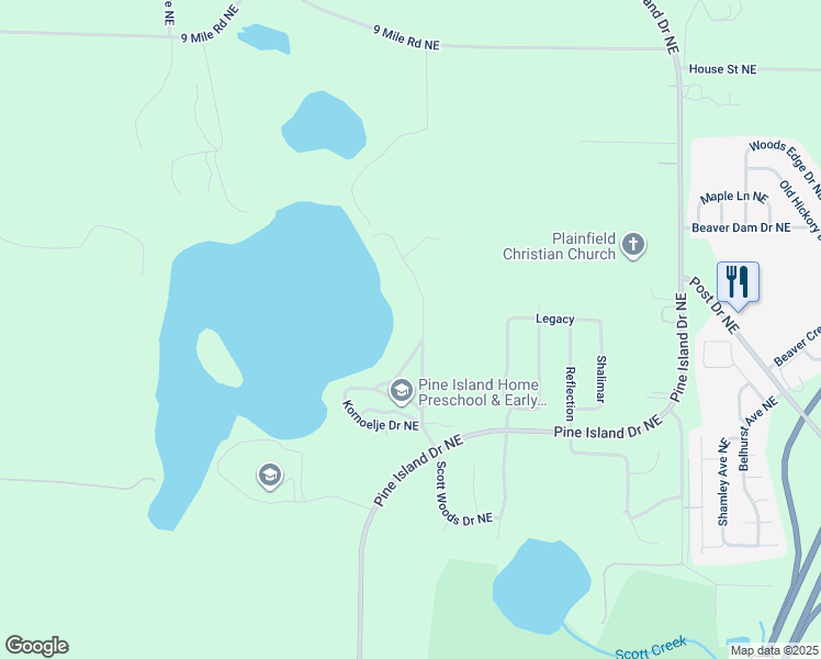 map of restaurants, bars, coffee shops, grocery stores, and more near 7171 Ketchel Drive Northeast in Comstock Park