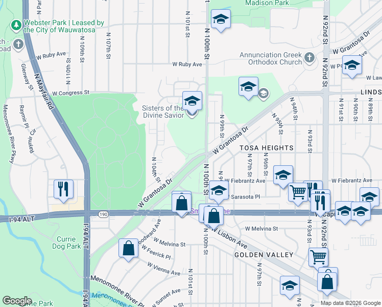 map of restaurants, bars, coffee shops, grocery stores, and more near in Milwaukee