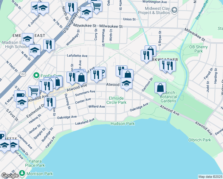 map of restaurants, bars, coffee shops, grocery stores, and more near 2816 Sommers Avenue in Madison