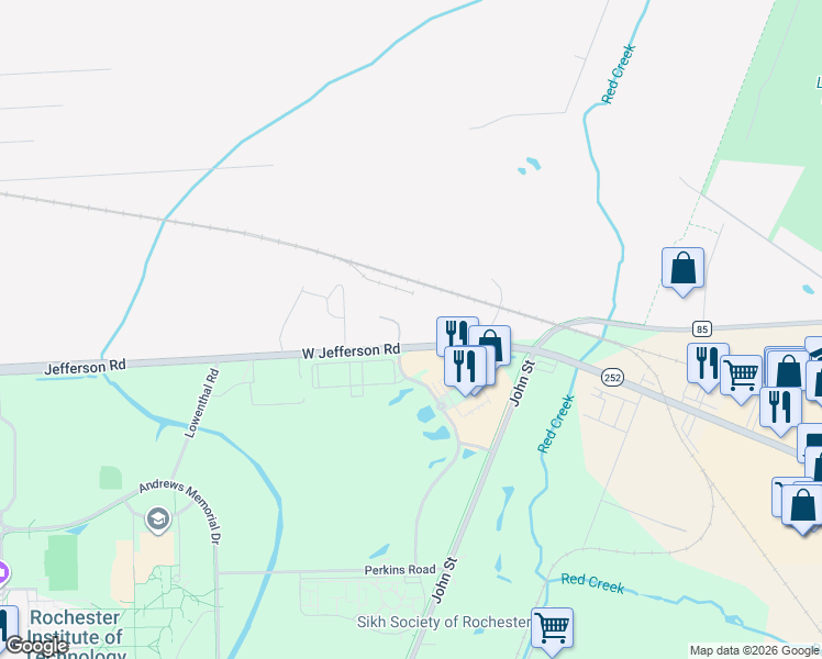 map of restaurants, bars, coffee shops, grocery stores, and more near 218 Jefferson Rd in Rochester