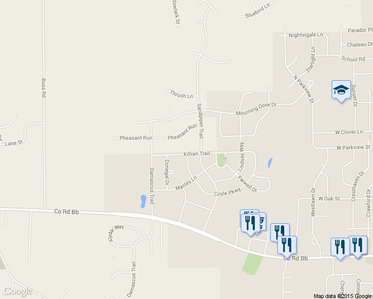 map of restaurants, bars, coffee shops, grocery stores, and more near 701 Killian Trail in Cottage Grove