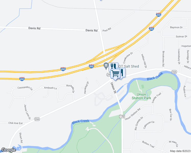 map of restaurants, bars, coffee shops, grocery stores, and more near 30 Stenwick Drive in Monroe County