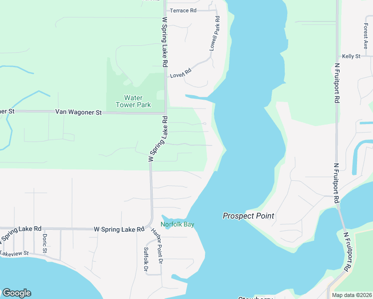 map of restaurants, bars, coffee shops, grocery stores, and more near 17860 West Spring Lake Road in Spring Lake