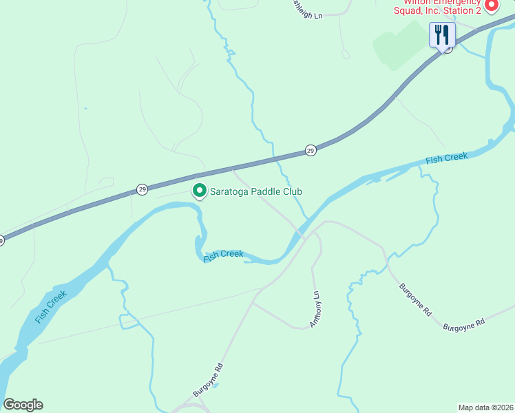 map of restaurants, bars, coffee shops, grocery stores, and more near 117 Bryant Bridge Road in Saratoga Springs