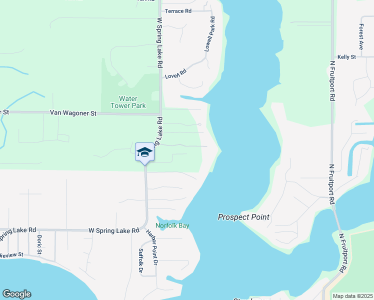 map of restaurants, bars, coffee shops, grocery stores, and more near 17860 West Spring Lake Road in Spring Lake