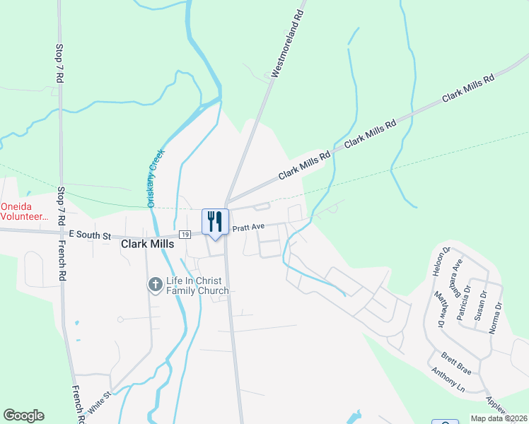 map of restaurants, bars, coffee shops, grocery stores, and more near 53 Pratt Avenue in Clark Mills