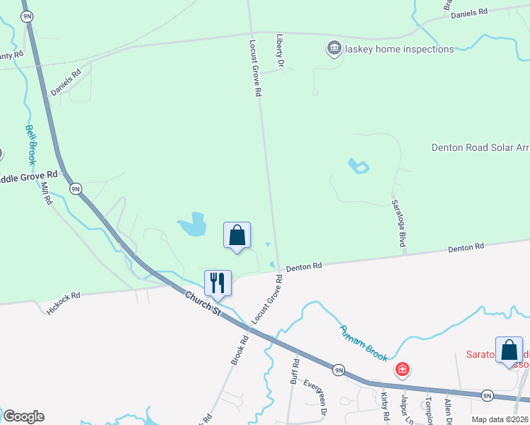 map of restaurants, bars, coffee shops, grocery stores, and more near 32 Locust Grove Road in Saratoga Springs