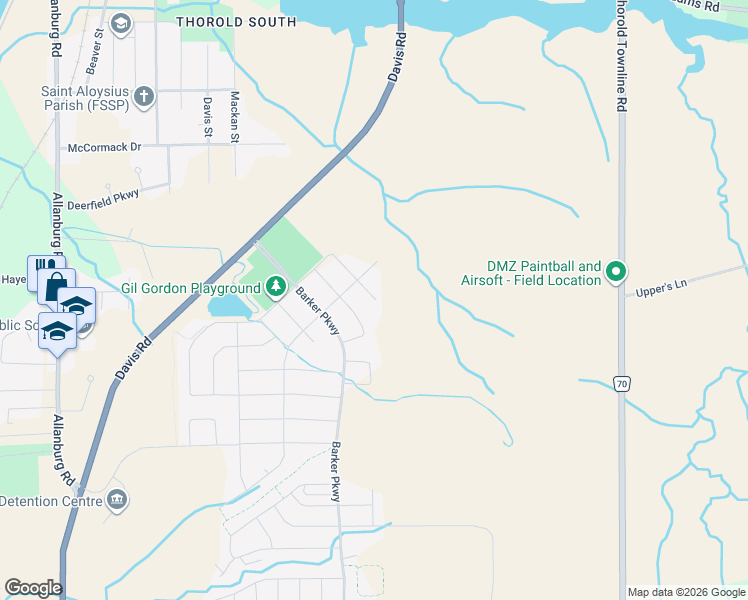 map of restaurants, bars, coffee shops, grocery stores, and more near in Thorold