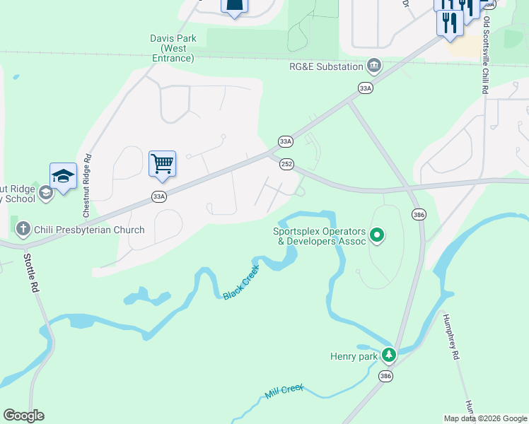 map of restaurants, bars, coffee shops, grocery stores, and more near 219 Autumn Chapel Way in Rochester