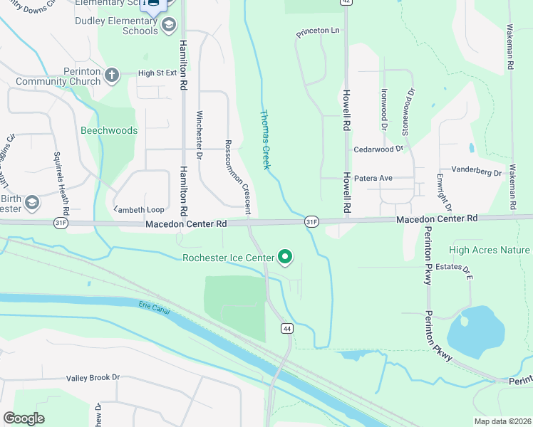map of restaurants, bars, coffee shops, grocery stores, and more near 8 Rosscommon Crescent in Fairport